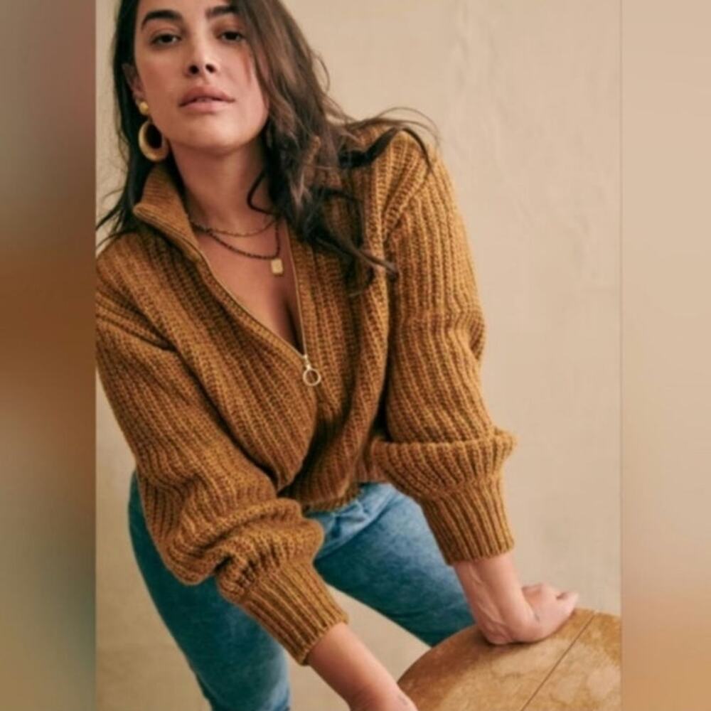 Sezane Nico Half Zip Pullover Wool Sweater Size: XS